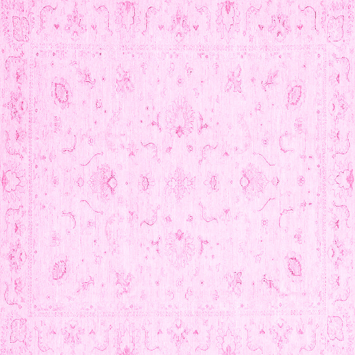 Square Machine Washable Oriental Pink Traditional Rug, wshabs3555pnk