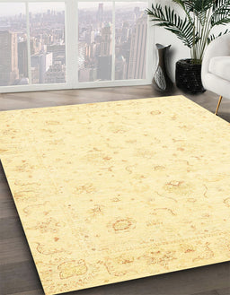 Machine Washable Abstract Mustard Yellow Rug in a Family Room, wshabs3555