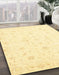 Machine Washable Abstract Mustard Yellow Rug in a Family Room, wshabs3555