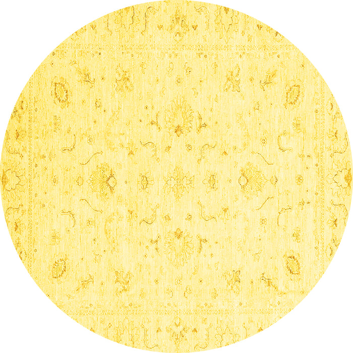 Round Oriental Yellow Traditional Rug, abs3555yw