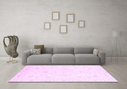 Machine Washable Oriental Purple Traditional Area Rugs in a Living Room, wshabs3555pur