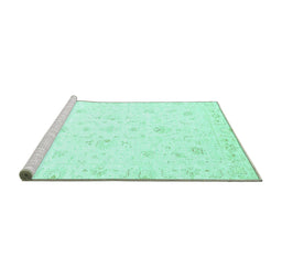 Sideview of Machine Washable Oriental Turquoise Traditional Area Rugs, wshabs3555turq