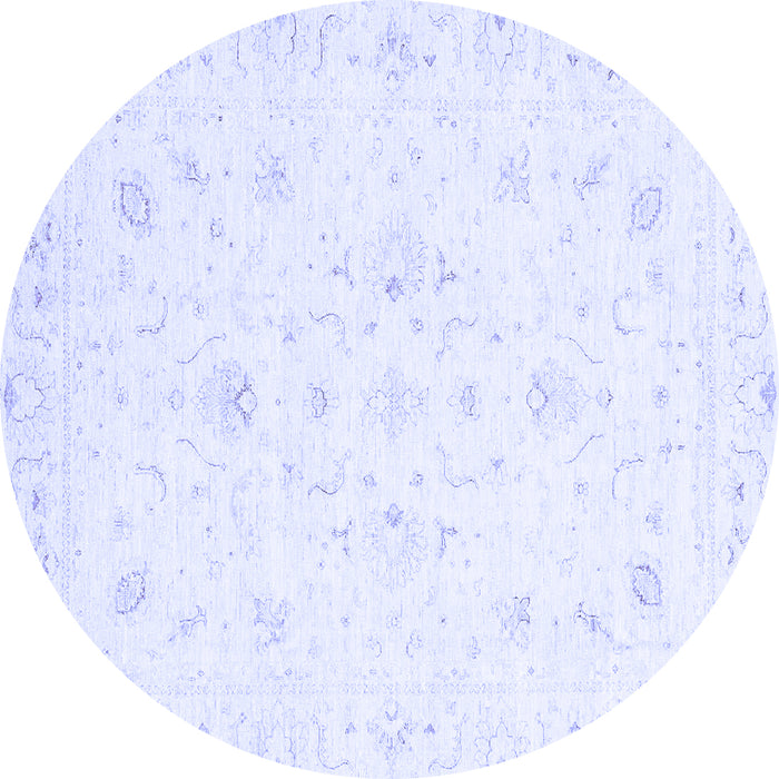 Round Machine Washable Oriental Blue Traditional Rug, wshabs3555blu