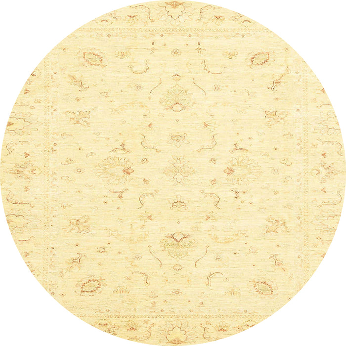 Round Abstract Mustard Yellow Oriental Rug, abs3555