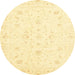 Round Abstract Mustard Yellow Oriental Rug, abs3555