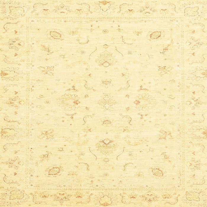 Square Abstract Mustard Yellow Oriental Rug, abs3555
