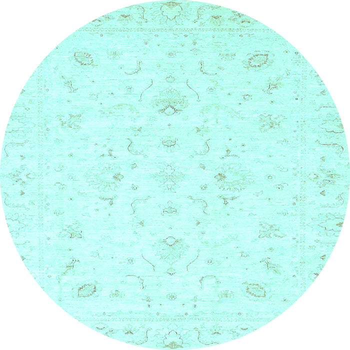 Round Oriental Light Blue Traditional Rug, abs3555lblu