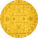 Round Abstract Yellow Modern Rug, abs3556yw