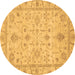 Round Abstract Brown Modern Rug, abs3556brn