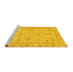 Sideview of Machine Washable Abstract Yellow Modern Rug, wshabs3556yw