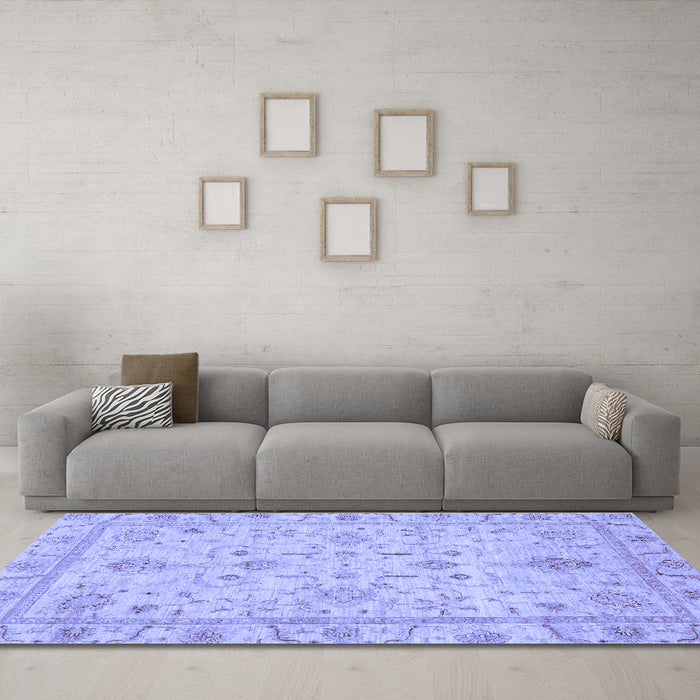 Machine Washable Abstract Blue Modern Rug in a Living Room, wshabs3556blu