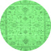 Round Abstract Emerald Green Modern Rug, abs3556emgrn