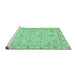 Sideview of Machine Washable Abstract Turquoise Modern Area Rugs, wshabs3556turq