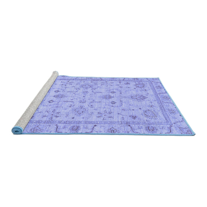 Sideview of Machine Washable Abstract Blue Modern Rug, wshabs3556blu