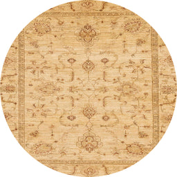 Round Machine Washable Abstract Dark Orange Rug, wshabs3556