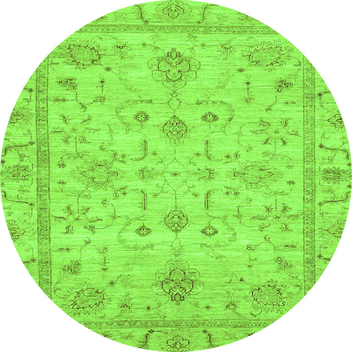 Round Machine Washable Abstract Green Modern Area Rugs, wshabs3556grn