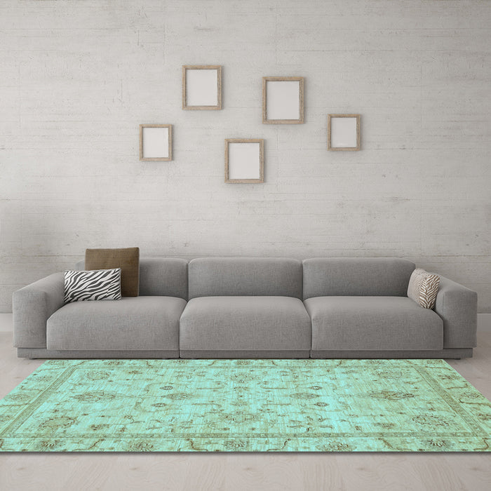 Machine Washable Abstract Light Blue Modern Rug in a Living Room, wshabs3556lblu