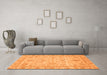 Machine Washable Abstract Orange Modern Area Rugs in a Living Room, wshabs3556org