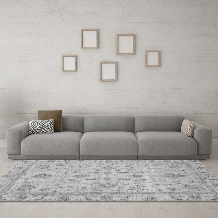 Machine Washable Abstract Gray Modern Rug in a Living Room,, wshabs3556gry