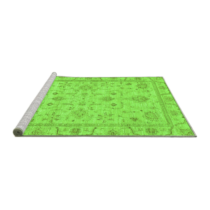 Sideview of Machine Washable Abstract Green Modern Area Rugs, wshabs3556grn