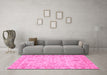 Machine Washable Abstract Pink Modern Rug in a Living Room, wshabs3556pnk