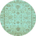 Round Machine Washable Abstract Light Blue Modern Rug, wshabs3556lblu