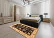 Abstract Bakers Brown Oriental Rug in a Bedroom, abs3557