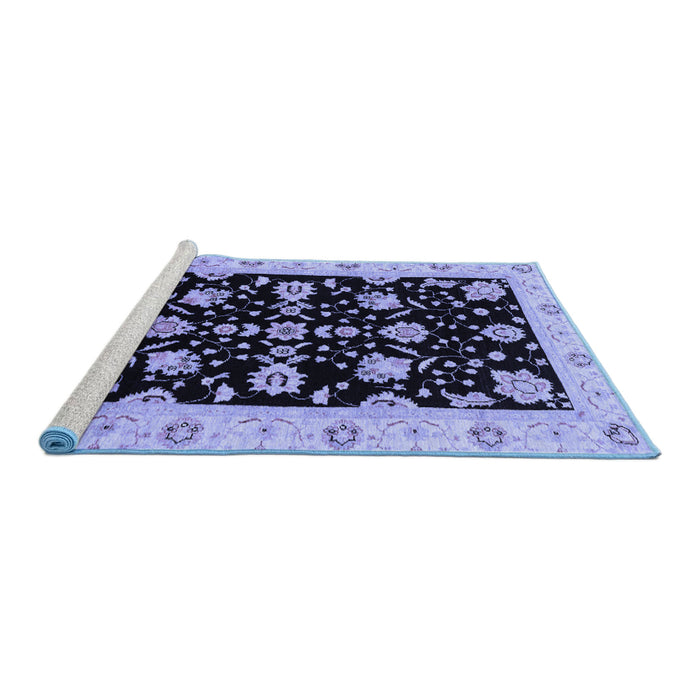 Sideview of Machine Washable Oriental Blue Traditional Rug, wshabs3557blu