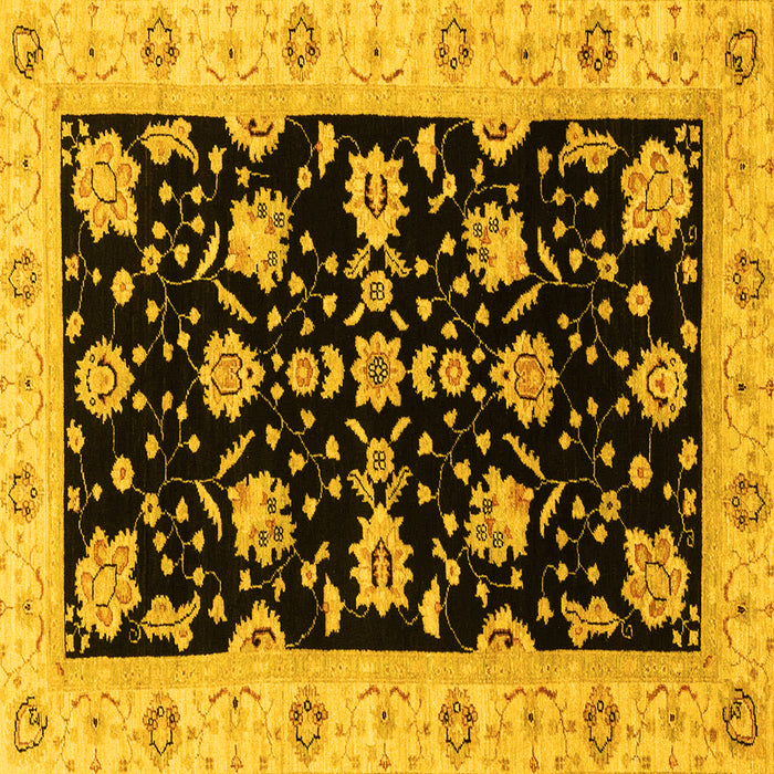 Square Machine Washable Oriental Yellow Traditional Rug, wshabs3557yw