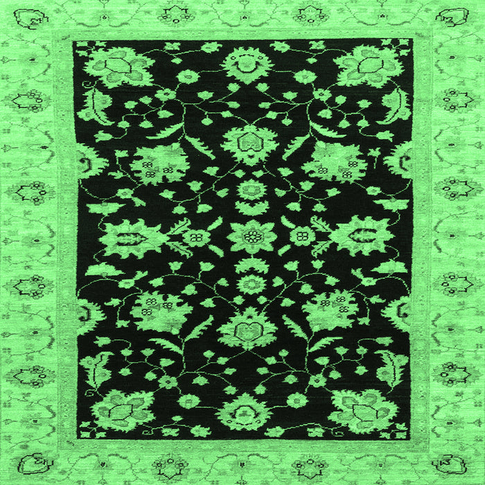 Square Machine Washable Oriental Emerald Green Traditional Area Rugs, wshabs3557emgrn