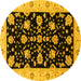 Round Machine Washable Oriental Yellow Traditional Rug, wshabs3557yw