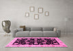 Machine Washable Oriental Pink Traditional Rug in a Living Room, wshabs3557pnk