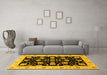 Machine Washable Oriental Yellow Traditional Rug in a Living Room, wshabs3557yw