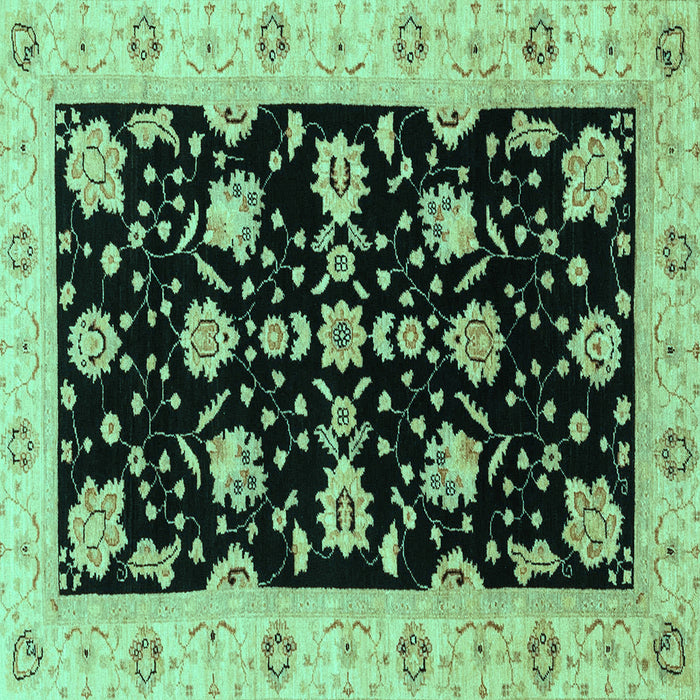 Square Machine Washable Oriental Turquoise Traditional Area Rugs, wshabs3557turq