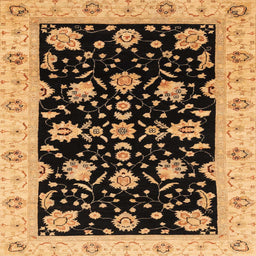 Square Machine Washable Abstract Bakers Brown Rug, wshabs3557