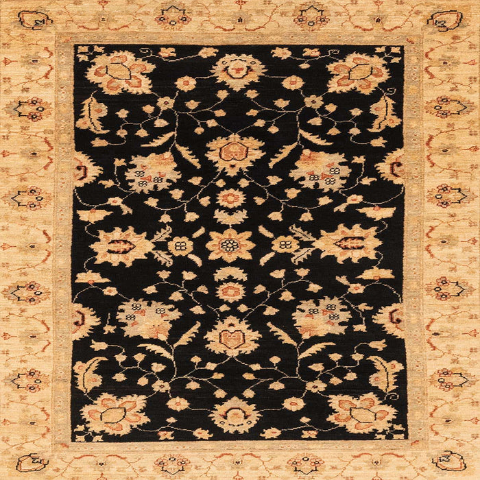 Square Machine Washable Abstract Bakers Brown Rug, wshabs3557