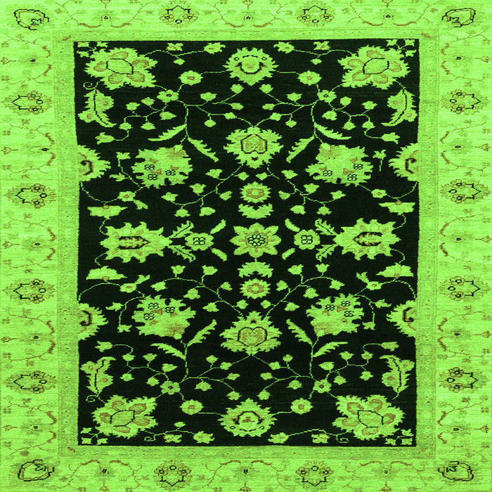 Square Machine Washable Oriental Green Traditional Area Rugs, wshabs3557grn