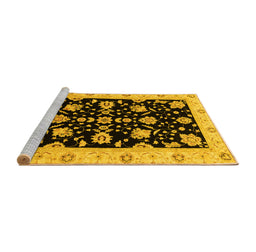 Sideview of Machine Washable Oriental Yellow Traditional Rug, wshabs3557yw