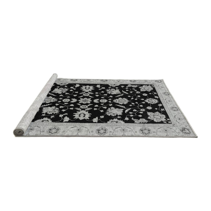 Sideview of Machine Washable Oriental Gray Traditional Rug, wshabs3557gry