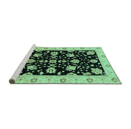 Sideview of Machine Washable Oriental Turquoise Traditional Area Rugs, wshabs3557turq