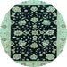 Round Oriental Light Blue Traditional Rug, abs3557lblu