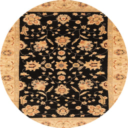Round Machine Washable Abstract Bakers Brown Rug, wshabs3557