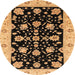 Round Machine Washable Abstract Bakers Brown Rug, wshabs3557