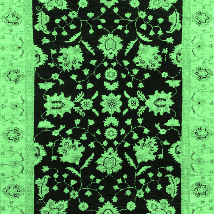 Machine Washable Oriental Emerald Green Traditional Area Rugs, wshabs3557emgrn