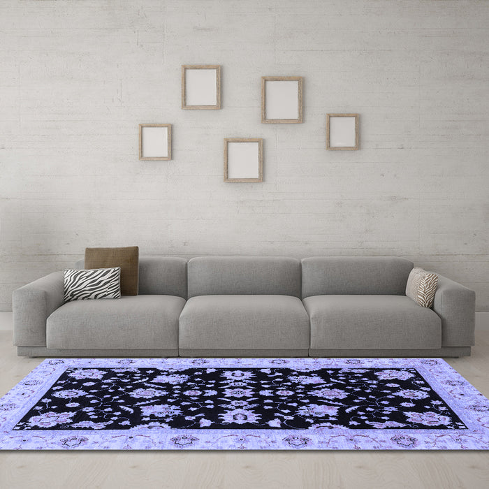 Machine Washable Oriental Blue Traditional Rug in a Living Room, wshabs3557blu