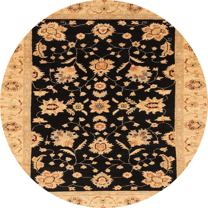 Round Abstract Bakers Brown Oriental Rug, abs3557