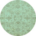 Round Abstract Light Blue Modern Rug, abs3558lblu