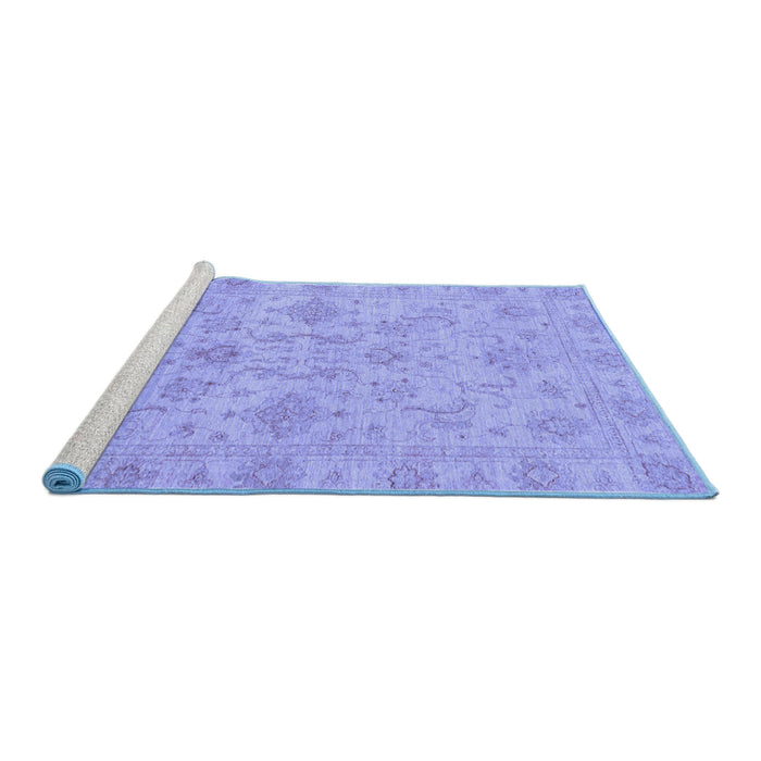 Sideview of Machine Washable Abstract Blue Modern Rug, wshabs3558blu