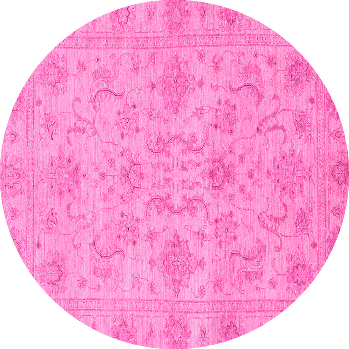 Round Abstract Pink Modern Rug, abs3558pnk