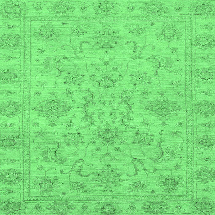 Square Machine Washable Abstract Emerald Green Modern Area Rugs, wshabs3558emgrn